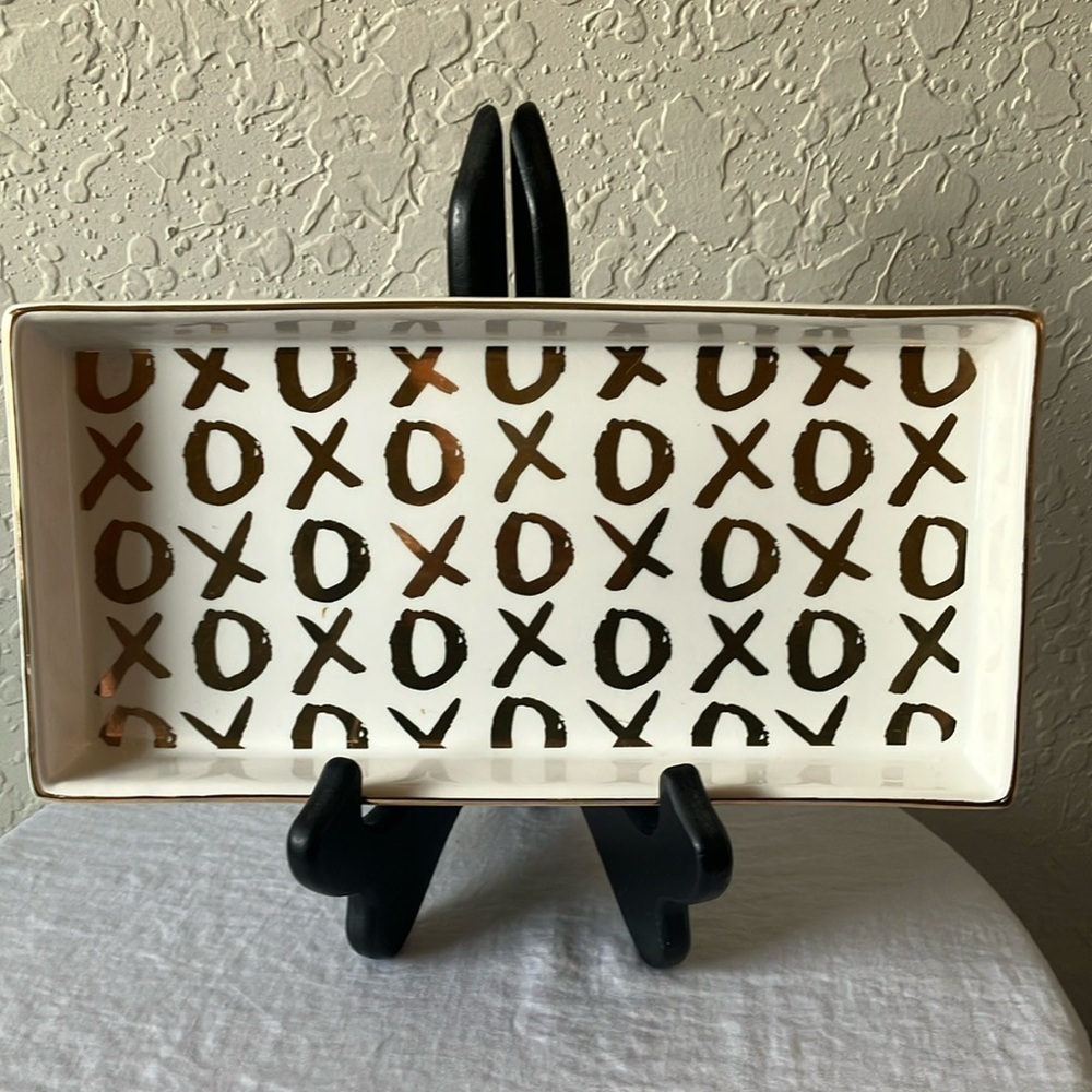 Threshold: 2017 XOXO Patterned Tray- Gold Paint Lettering